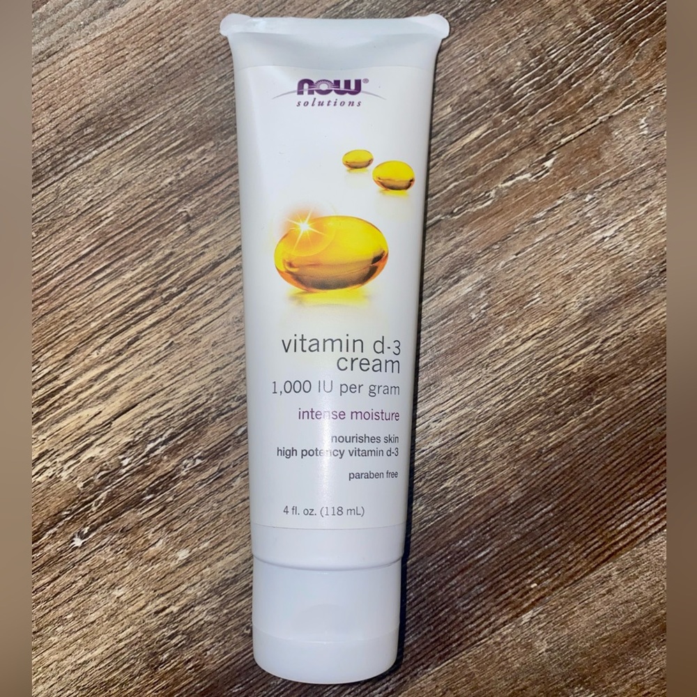 NEW SEALED NOW SOLUTIONS VITAMIN D-3 CREAM LOTION 1000 IU PER GRAM PARABEN FREE